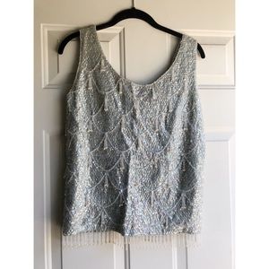 Vintage beaded top with metal zipper